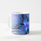 Abstracte moderne fractale kunst lavendelblauw koffiemok (Voorkant links)