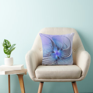 Abstracte moderne fractale kunst lavendelblauw kussen