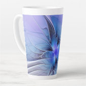 Abstracte moderne fractale kunst lavendelblauw latte mok (Linkerhoek)