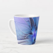 Abstracte moderne fractale kunst lavendelblauw latte mok (Linkerhoek)