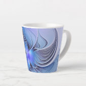 Abstracte moderne fractale kunst lavendelblauw latte mok (Rechterhoek)