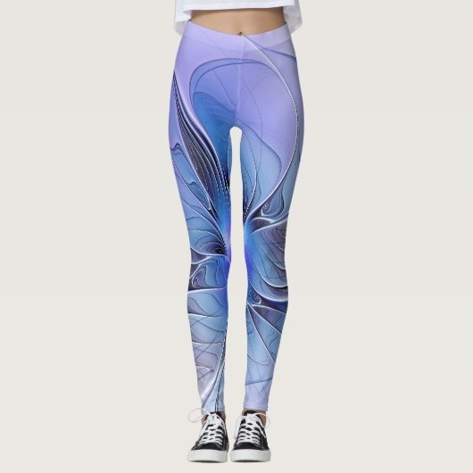 Abstracte moderne fractale kunst lavendelblauw leggings (Voorkant)
