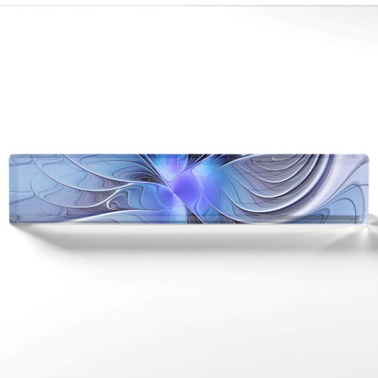 Abstracte moderne fractale kunst lavendelblauw naambordje (Voorkant)