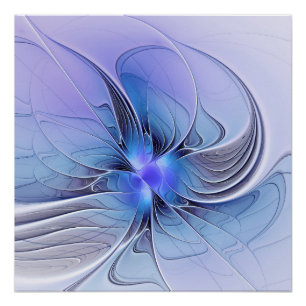 Abstracte moderne fractale kunst lavendelblauw perfect poster