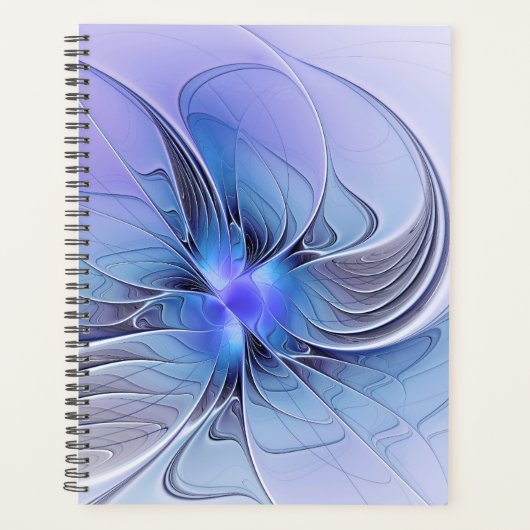 Abstracte moderne fractale kunst lavendelblauw planner (Voorkant)