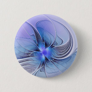 Abstracte moderne fractale kunst lavendelblauw ronde button 5,7 cm