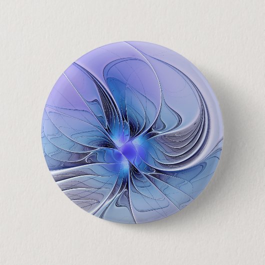Abstracte moderne fractale kunst lavendelblauw ronde button 5,7 cm (Voorkant)