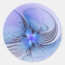 Abstracte moderne fractale kunst lavendelblauw ronde sticker