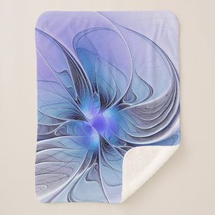 Abstracte moderne fractale kunst lavendelblauw sherpa deken