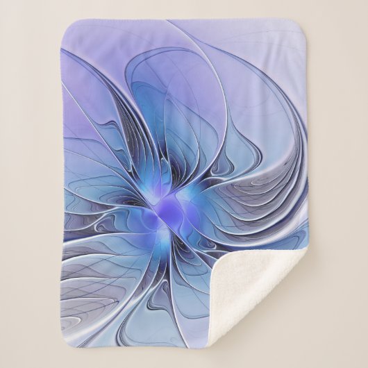Abstracte moderne fractale kunst lavendelblauw sherpa deken (Voorkant)
