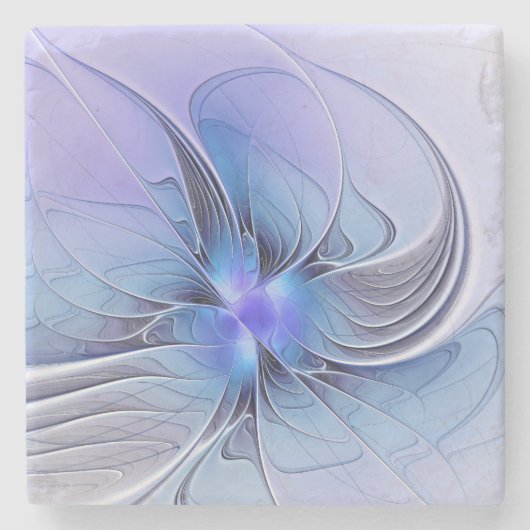 Abstracte moderne fractale kunst lavendelblauw stenen onderzetter (Voorkant)