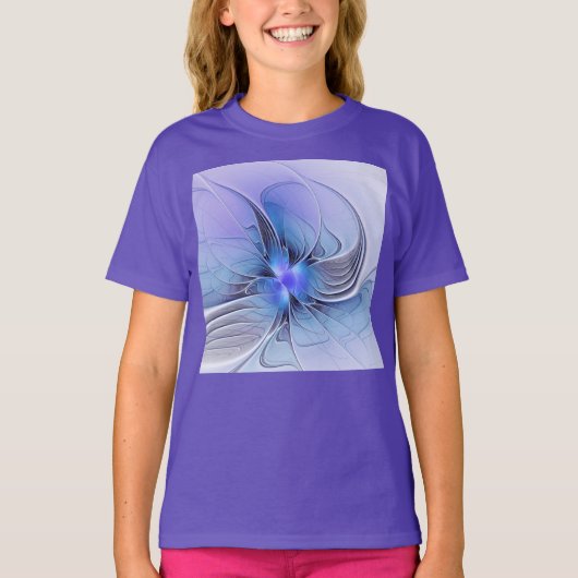 Abstracte moderne fractale kunst lavendelblauw t-shirt (Voorkant)