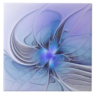 Abstracte moderne fractale kunst lavendelblauw tegeltje
