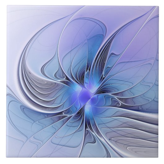 Abstracte moderne fractale kunst lavendelblauw tegeltje (Voorkant)