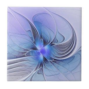Abstracte moderne fractale kunst lavendelblauw tegeltje