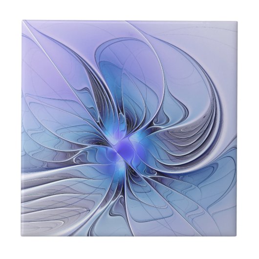 Abstracte moderne fractale kunst lavendelblauw tegeltje (Voorkant)