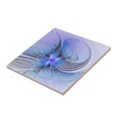 Abstracte moderne fractale kunst lavendelblauw tegeltje (Zijkant)
