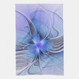 Abstracte moderne fractale kunst lavendelblauw theedoek
