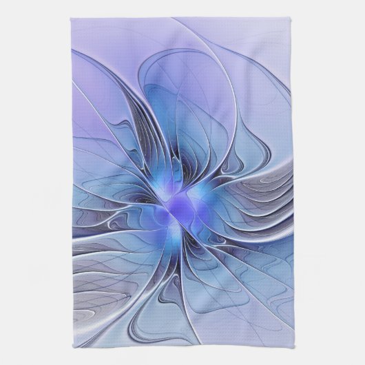 Abstracte moderne fractale kunst lavendelblauw theedoek (Verticaal)