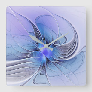 Abstracte moderne fractale kunst lavendelblauw vierkante klok