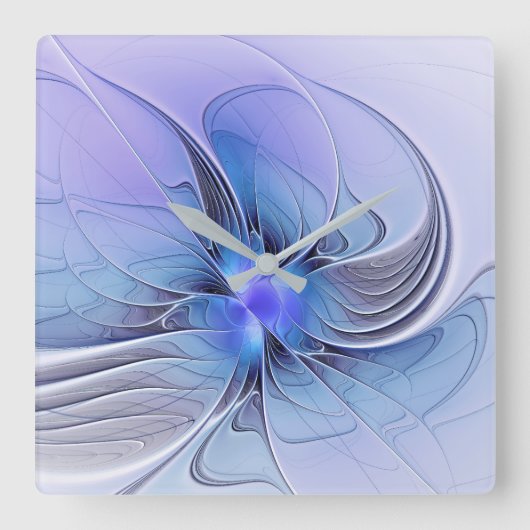 Abstracte moderne fractale kunst lavendelblauw vierkante klok (Voorkant)