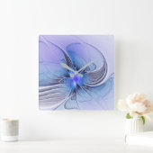 Abstracte moderne fractale kunst lavendelblauw vierkante klok (Huis)