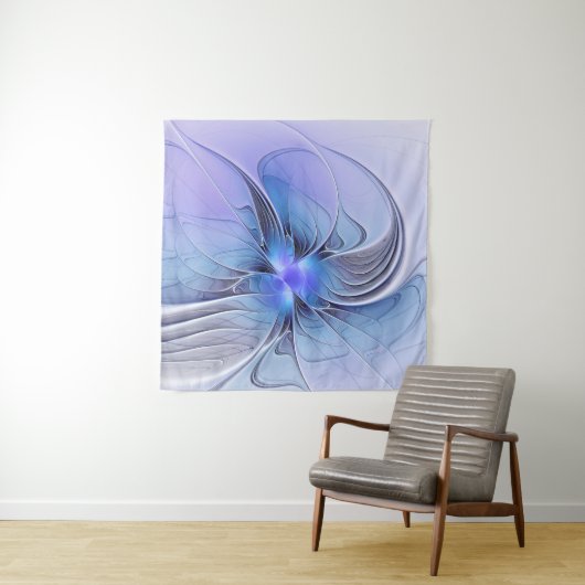 Abstracte moderne fractale kunst lavendelblauw wandkleed (In situ)