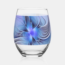 Abstracte moderne fractale kunst lavendelblauw wijnglas zonder voet