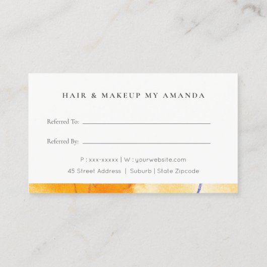 Abstracte moderne geel-blauwe kunst verwijzen naar visitekaartje (Achterkant)