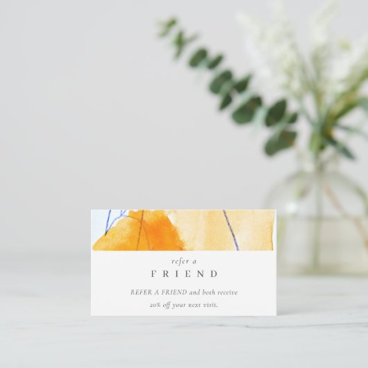 Abstracte moderne geel-blauwe kunst verwijzen naar visitekaartje (Staand voorkant)