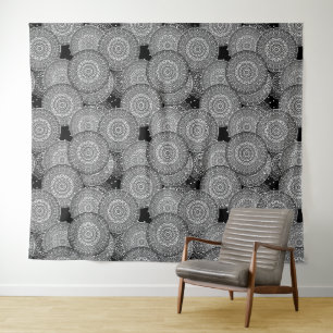 Abstracte moderne geometrische cirkels rond vormen wandkleed