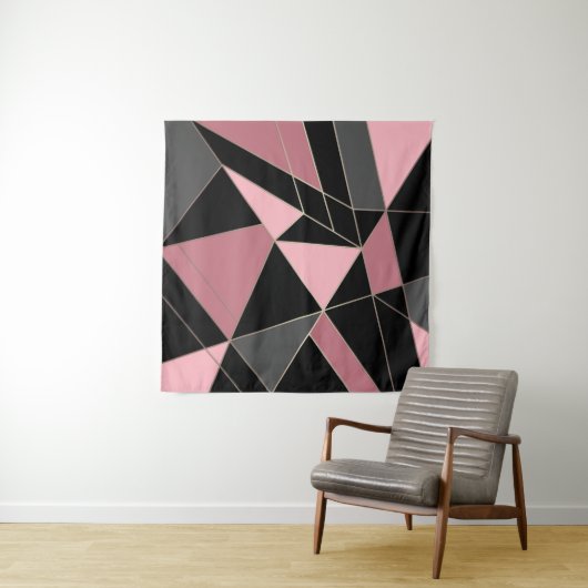 Abstracte moderne geometrische driehoeken afdrukke wandkleed (In Situ (horizontaal))