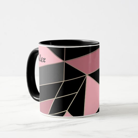 Abstracte moderne geometrische driehoeken print mok (Voorkant links)