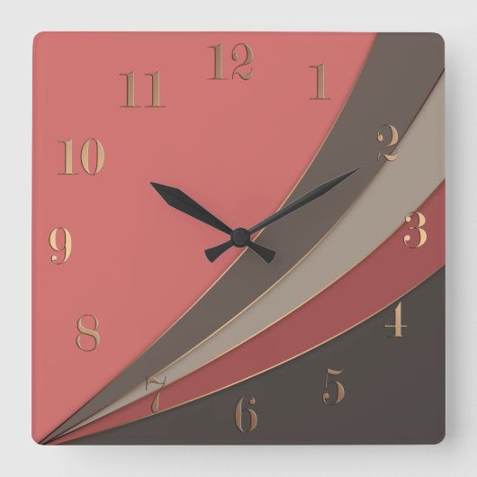 Abstracte moderne geometrische eenvoudige afdruk vierkante klok (Voorkant)