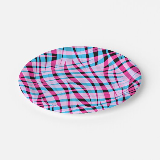 Abstracte moderne geometrische gestript heldere zo papieren bordje (Gekanteld)
