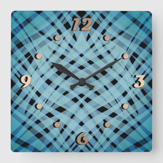 Abstracte moderne geometrische heldere gestreepte  vierkante klok (Voorkant)