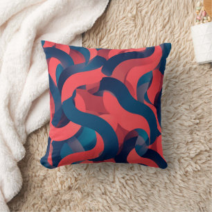 abstracte moderne geometrische Koraal en Blauw Kussen
