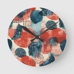 abstracte moderne geometrische Koraal en Blauw Ronde Klok