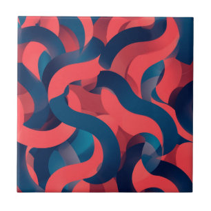 abstracte moderne geometrische Koraal en Blauw Tegeltje