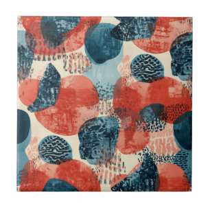abstracte moderne geometrische Koraal en Blauw Tegeltje
