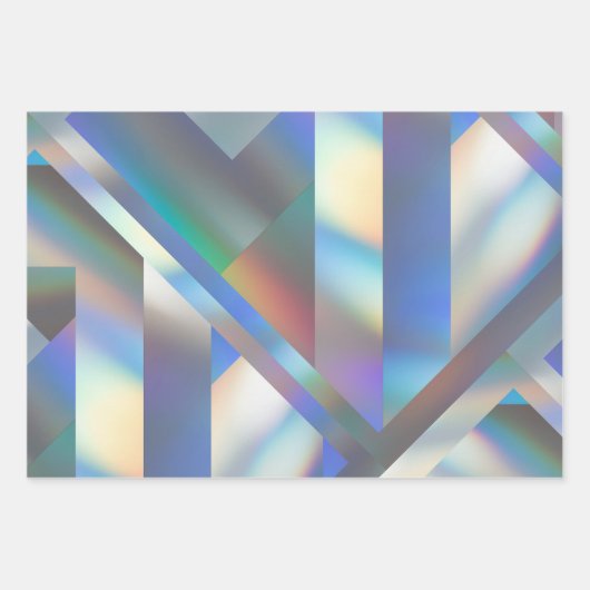 Abstracte moderne geometrische pasteelholografisch inpakpapier vel (Voorkant 2)