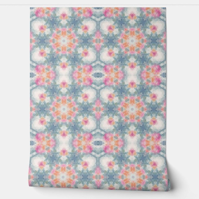 Abstracte moderne geometrische sierlijke print bla behang (Afrollen)