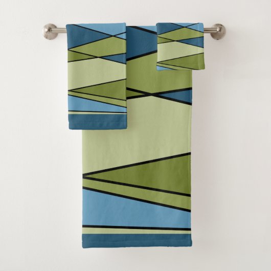 Abstracte moderne geometrische vormen driehoeksbla bad handdoek (Insitu)