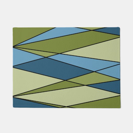 Abstracte moderne geometrische vormen driehoeksbla deurmat (Voorkant)