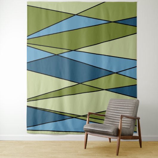 Abstracte moderne geometrische vormen driehoeksbla wandkleed (In situ)