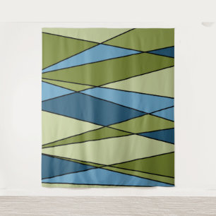 Abstracte moderne geometrische vormen driehoeksbla wandkleed