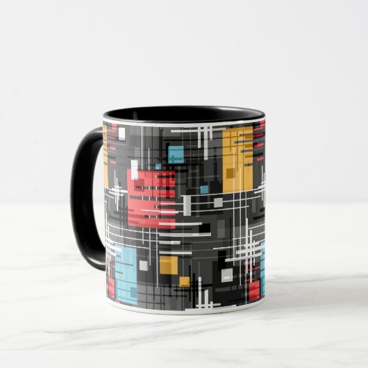 Abstracte moderne geometrische vormen gestreept ge mok (Voorkant links)