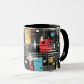 Abstracte moderne geometrische vormen gestreept ge mok (Voorkant rechts)