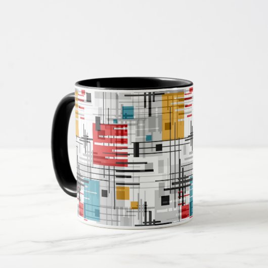 Abstracte moderne geometrische vormen gestreept ge mok (Voorkant links)
