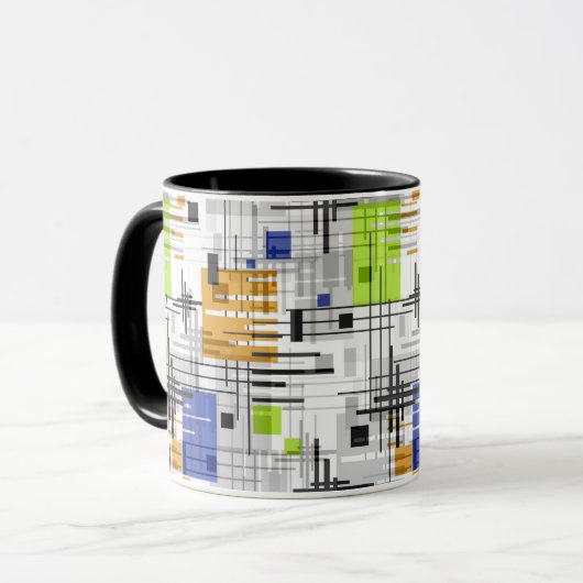Abstracte moderne geometrische vormen gestreept ge mok (Voorkant links)